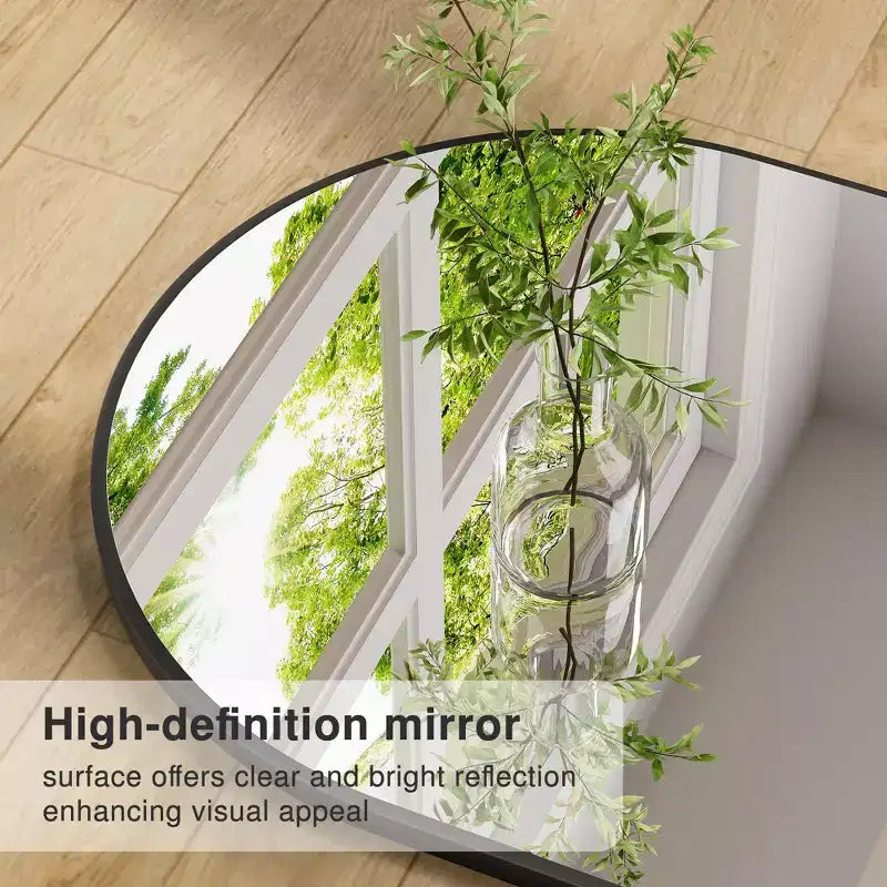 71x31" Large Arched Full Length Floor Mirror - Black Framed, Shatterproof