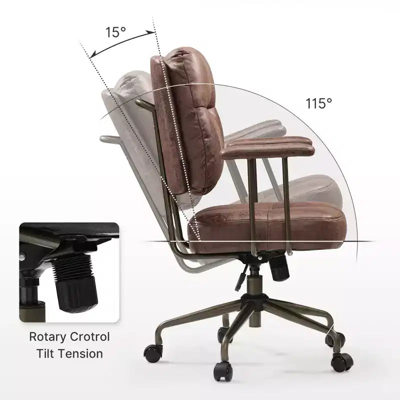 Vintage-Inspired Faux Suede Home Office Chair with Adjustable Height