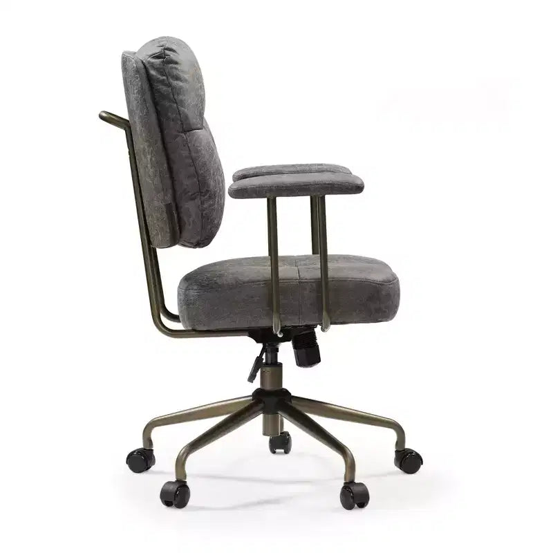 Vintage-Inspired Faux Suede Home Office Chair with Adjustable Height