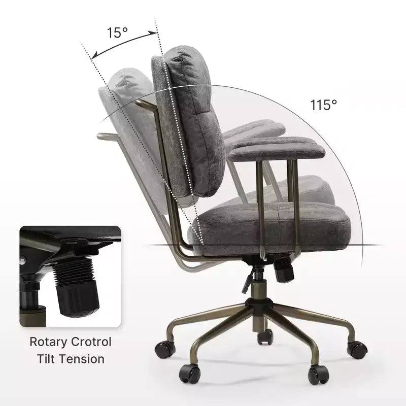 Vintage-Inspired Faux Suede Home Office Chair with Adjustable Height
