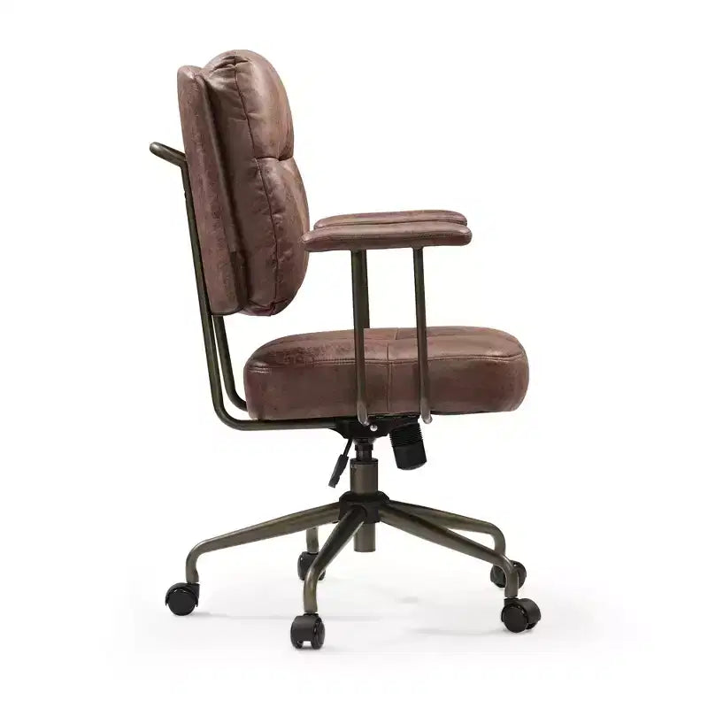 Vintage-Inspired Faux Suede Home Office Chair with Adjustable Height