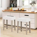 Counter Height Bar Stools Set of 2/4 with Rubber Wood Legs and Footrest