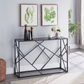Kings Brand Furniture  Macon Modern Console Sofa Table, Black Metal Frame & Gray Wood - Perfect for Entryways and Living Rooms