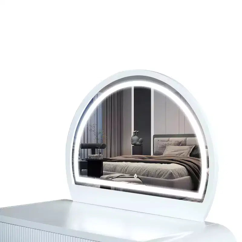 Dressing Vanity Table with Touch Screen LED Mirror and Large Drawer - White