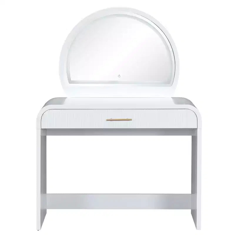 Dressing Vanity Table with Touch Screen LED Mirror and Large Drawer - White