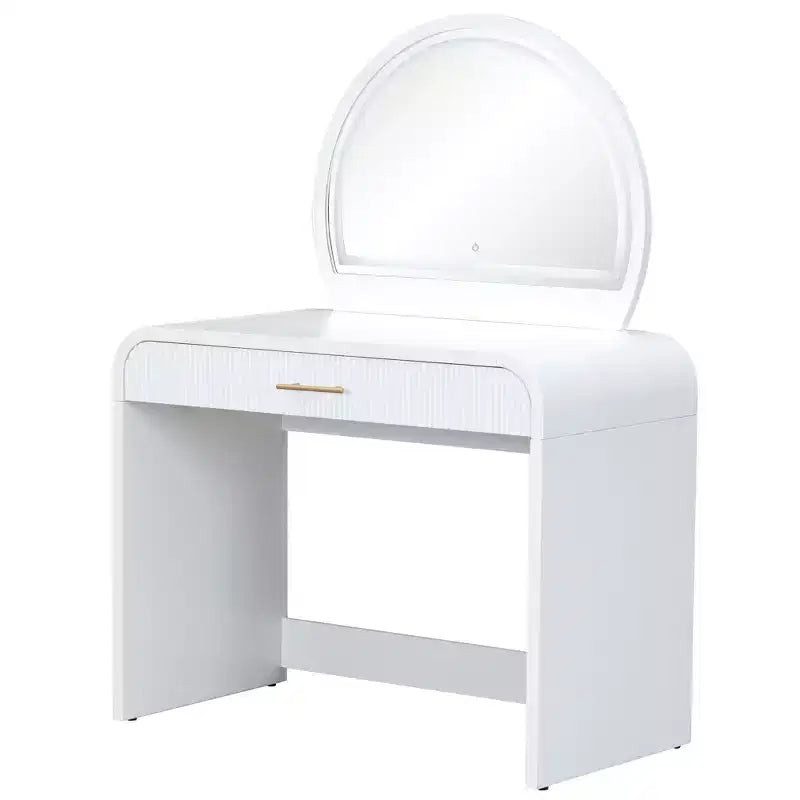 Dressing Vanity Table with Touch Screen LED Mirror and Large Drawer - White