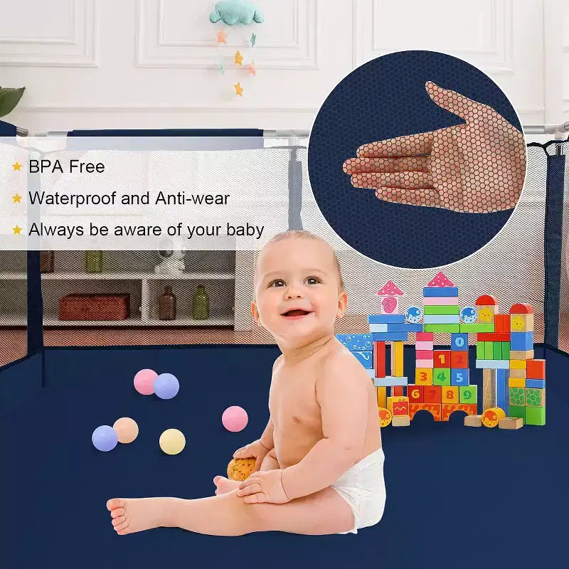 50x50" 4-Panel Baby Playpen - Spacious & Secure Portable Playard
