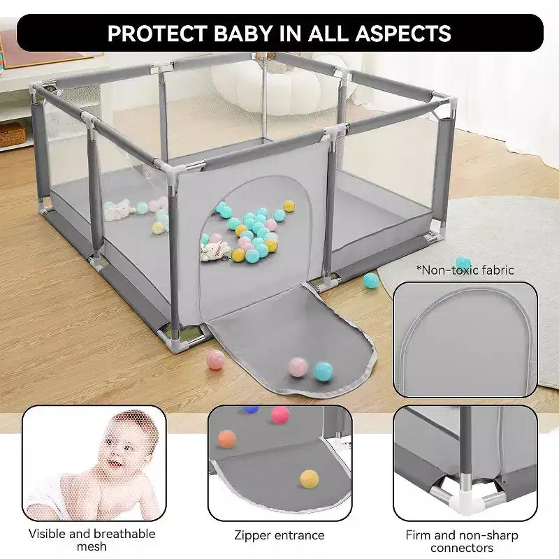 50x50" 4-Panel Baby Playpen - Spacious & Secure Portable Playard