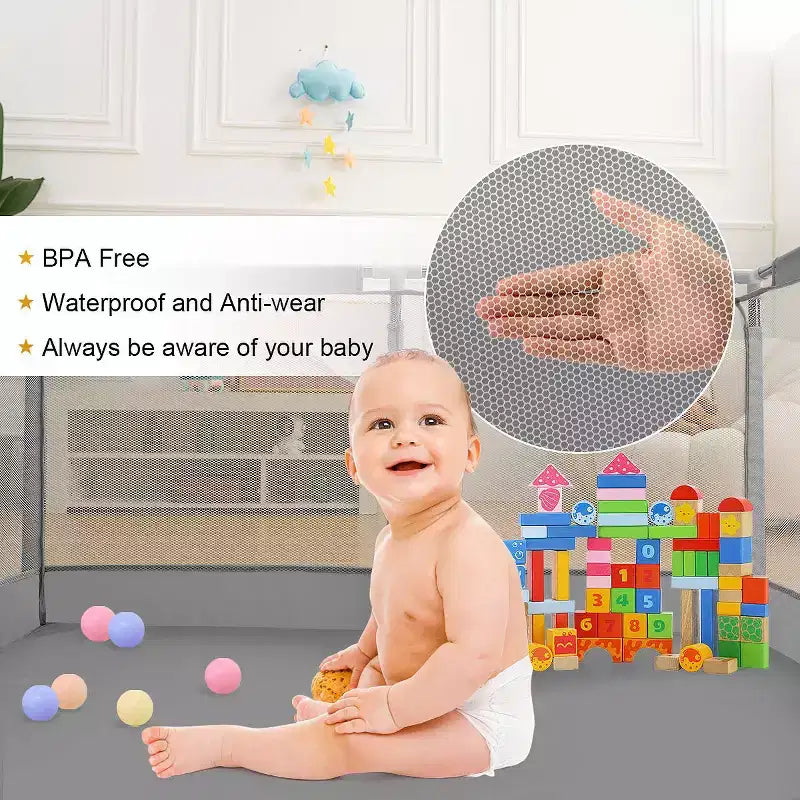 50x50" 4-Panel Baby Playpen - Spacious & Secure Portable Playard