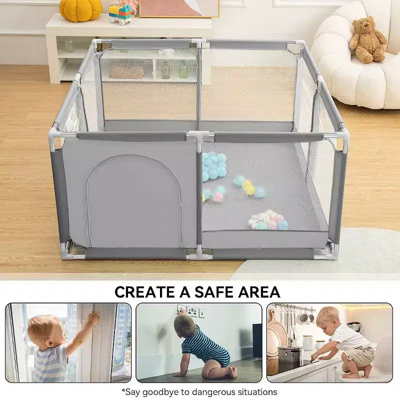 50x50" 4-Panel Baby Playpen - Spacious & Secure Portable Playard