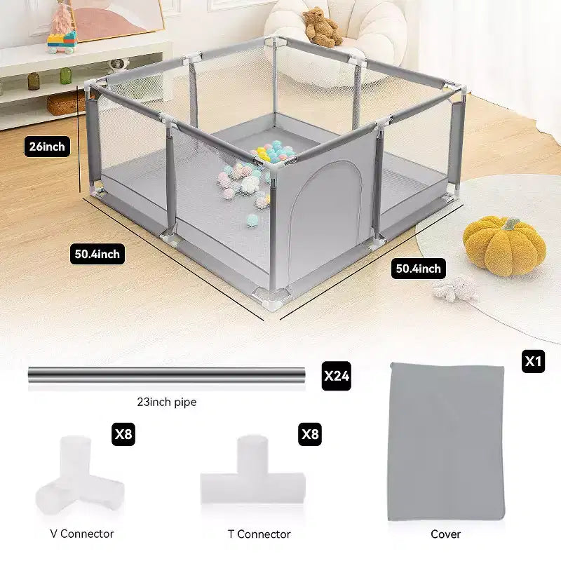 50x50" 4-Panel Baby Playpen - Spacious & Secure Portable Playard