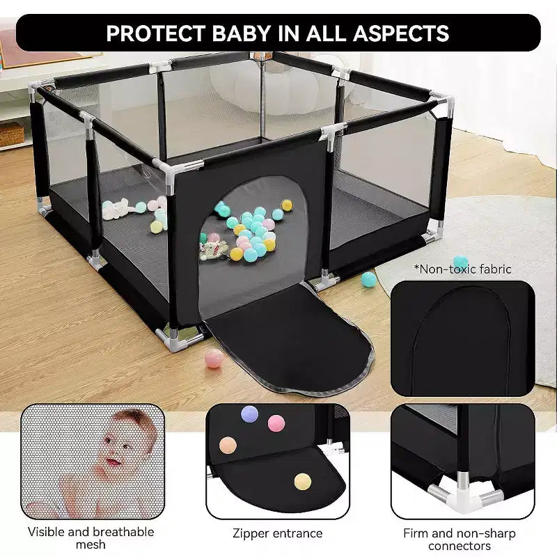 50x50" 4-Panel Baby Playpen - Spacious & Secure Portable Playard