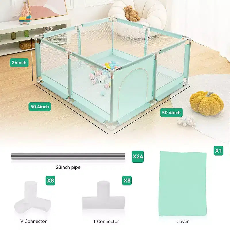 50x50" 4-Panel Baby Playpen - Spacious & Secure Portable Playard