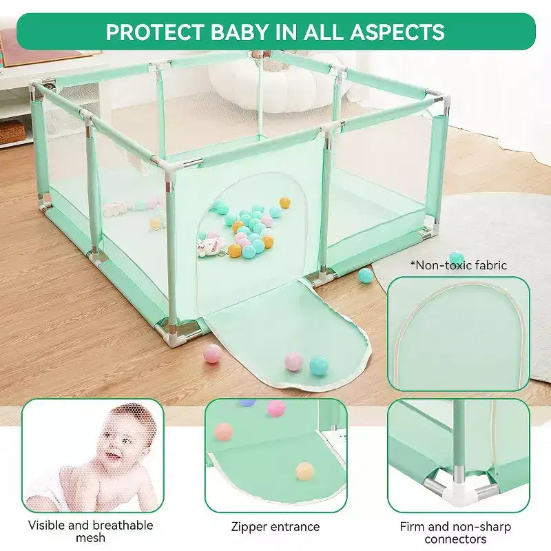 50x50" 4-Panel Baby Playpen - Spacious & Secure Portable Playard