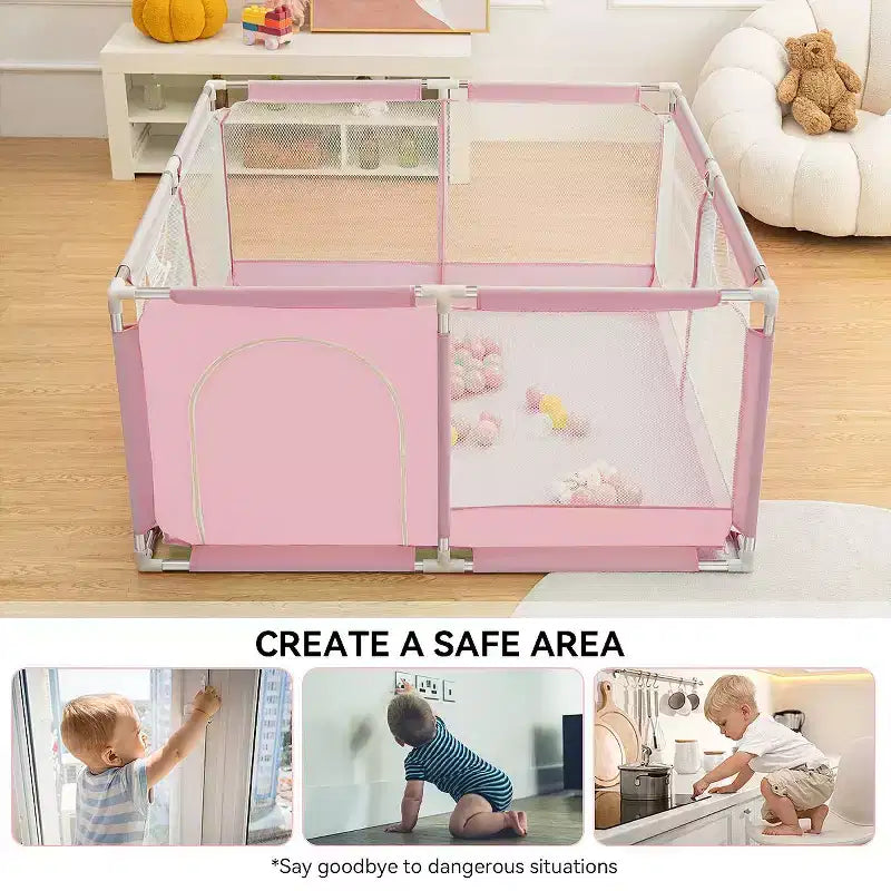 50x50" 4-Panel Baby Playpen - Spacious & Secure Portable Playard