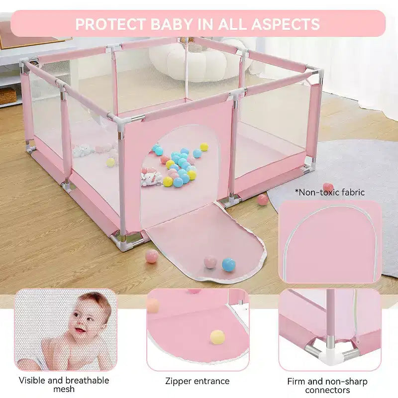 50x50" 4-Panel Baby Playpen - Spacious & Secure Portable Playard