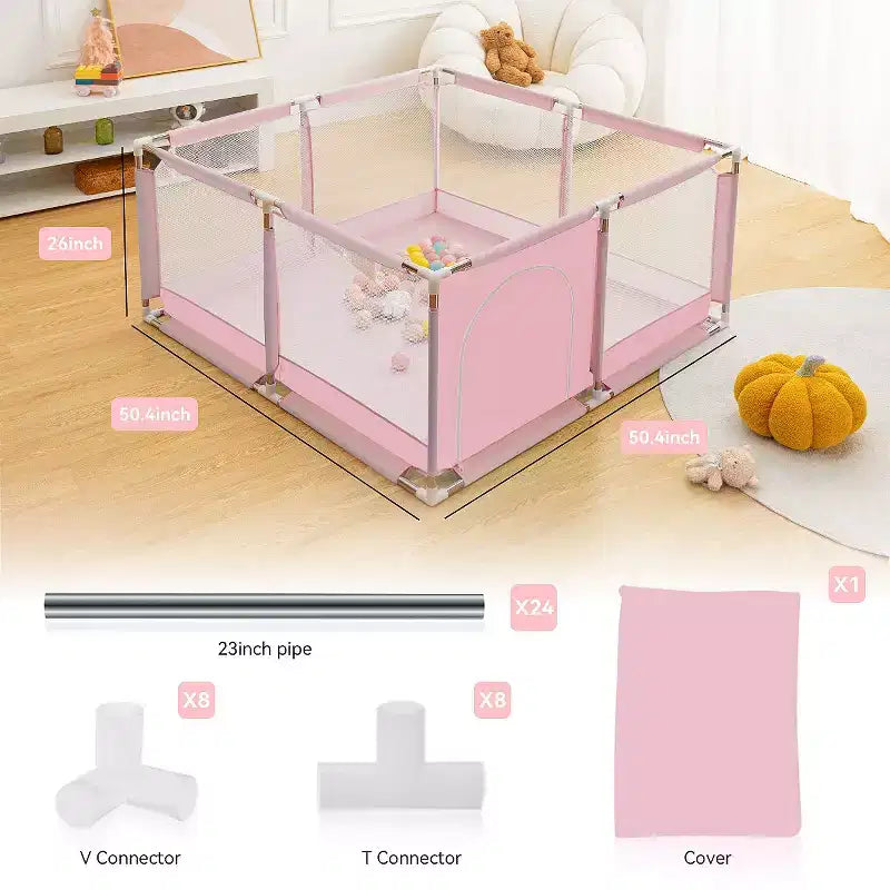 50x50" 4-Panel Baby Playpen - Spacious & Secure Portable Playard