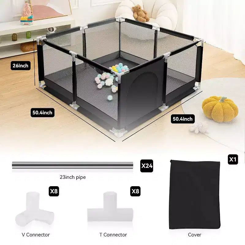 50x50" 4-Panel Baby Playpen - Spacious & Secure Portable Playard