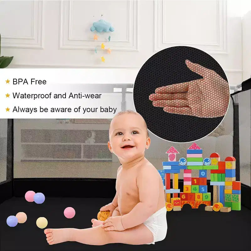 50x50" 4-Panel Baby Playpen - Spacious & Secure Portable Playard