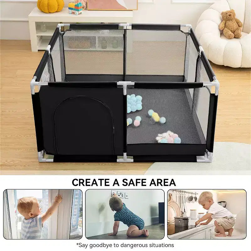50x50" 4-Panel Baby Playpen - Spacious & Secure Portable Playard