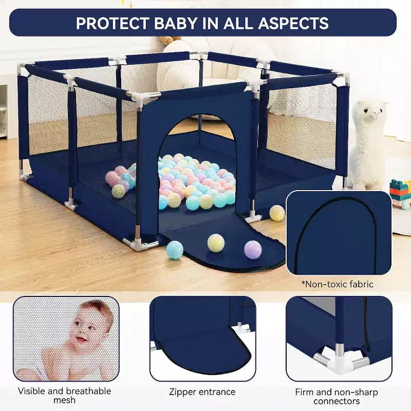 50x50" 4-Panel Baby Playpen - Spacious & Secure Portable Playard