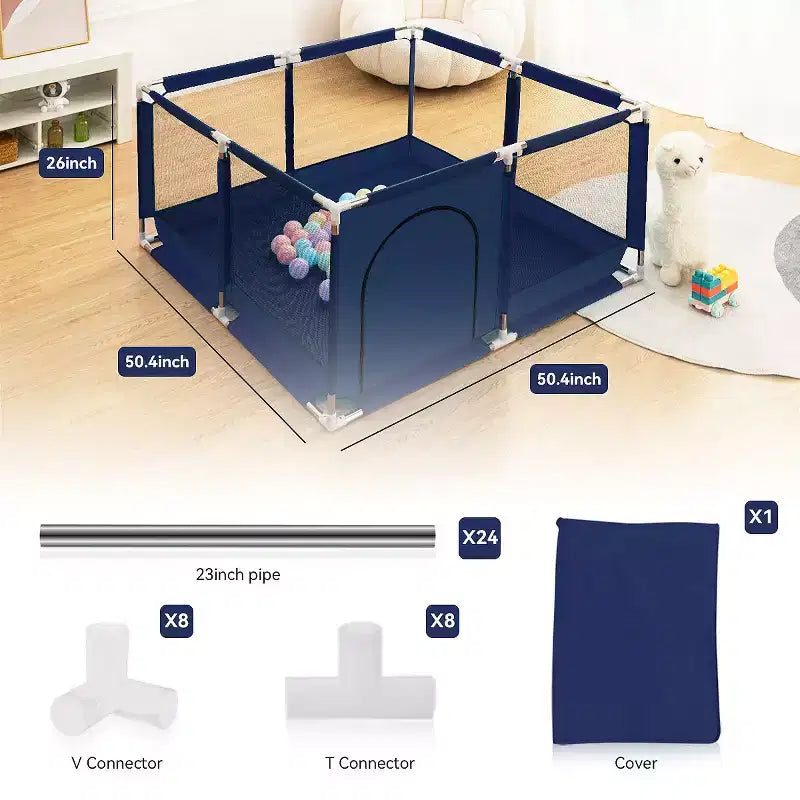 50x50" 4-Panel Baby Playpen - Spacious & Secure Portable Playard
