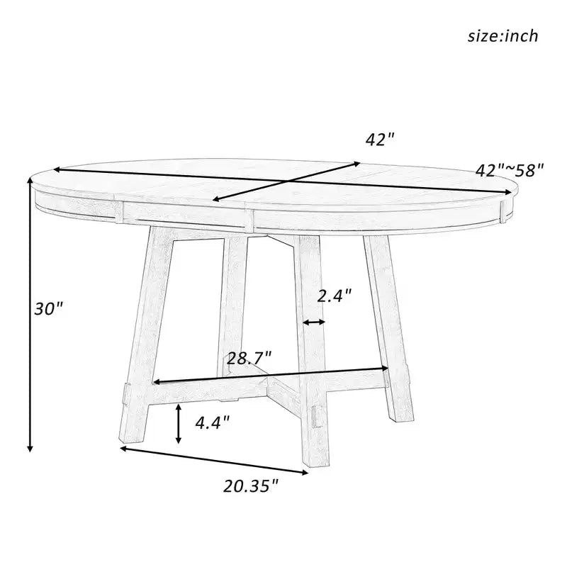 Farmhouse Dining Table with 4-Leg X-Shaped Base and 16" Extension Leaf