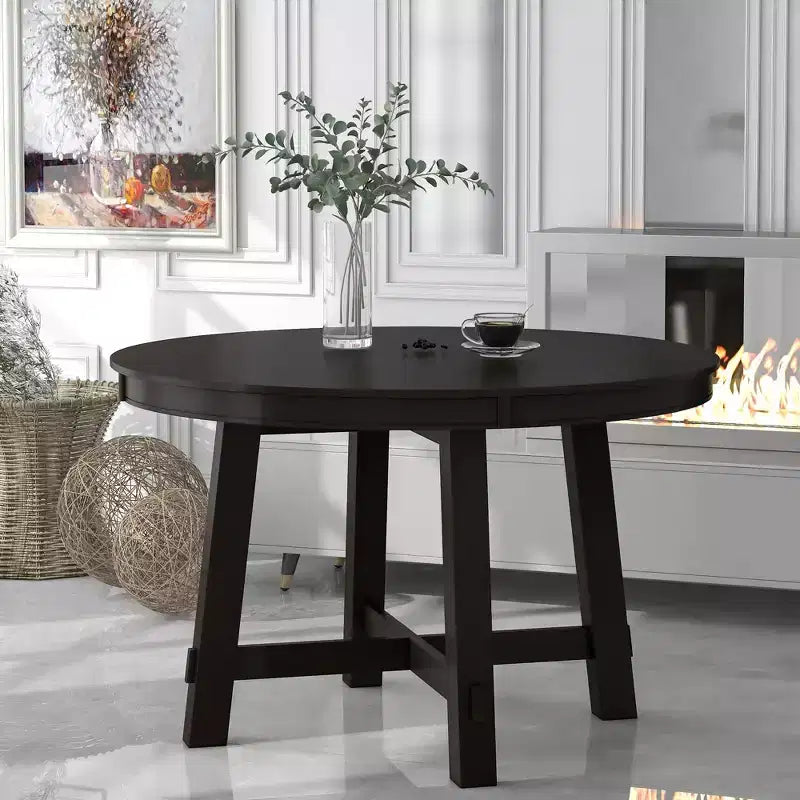 Farmhouse Dining Table with 4-Leg X-Shaped Base and 16" Extension Leaf
