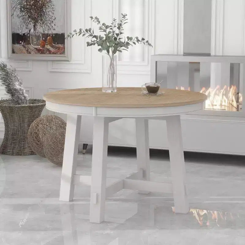 Farmhouse Dining Table with 4-Leg X-Shaped Base and 16" Extension Leaf