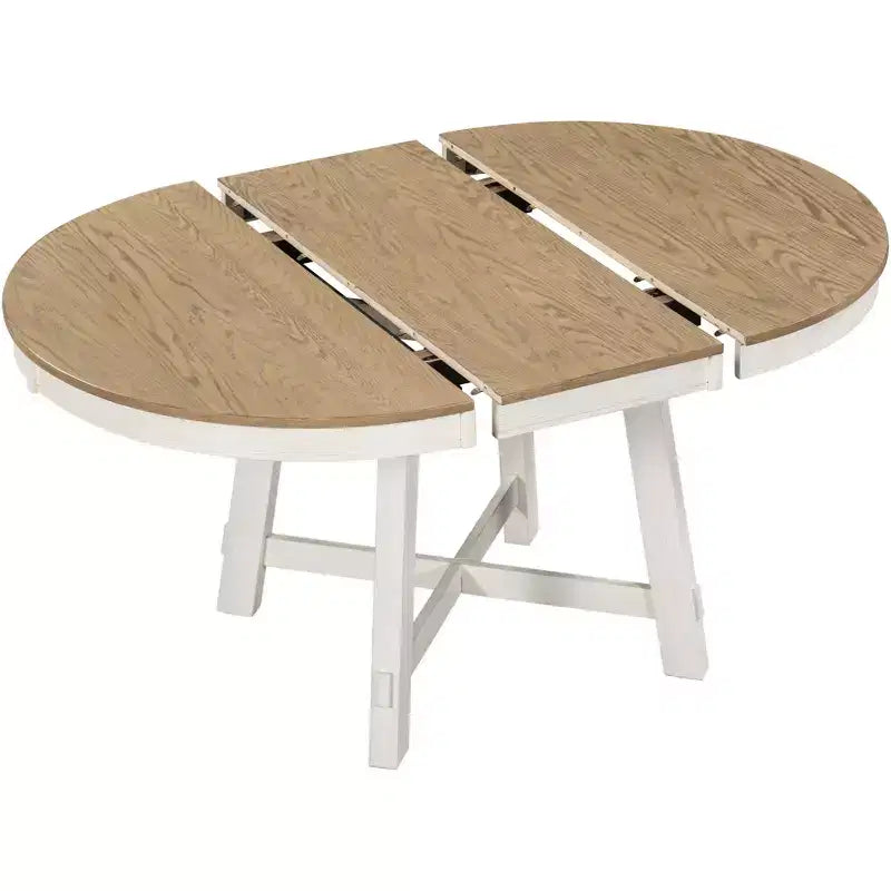 Farmhouse Dining Table with 4-Leg X-Shaped Base and 16" Extension Leaf