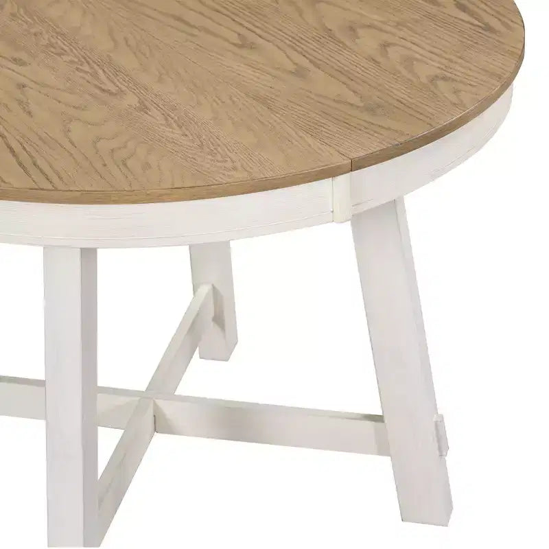 Farmhouse Dining Table with 4-Leg X-Shaped Base and 16" Extension Leaf