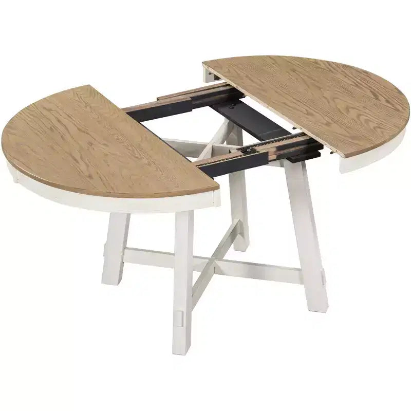 Farmhouse Dining Table with 4-Leg X-Shaped Base and 16" Extension Leaf