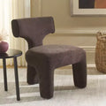 Linen Upholstered Accent Chair - Armless, Wood Frame, Warm Brown