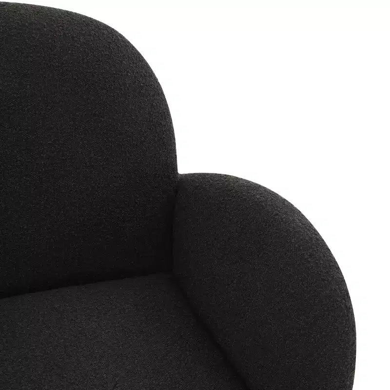 Boucle Accent Chair - Ivory/Black or Black, Wood Legs