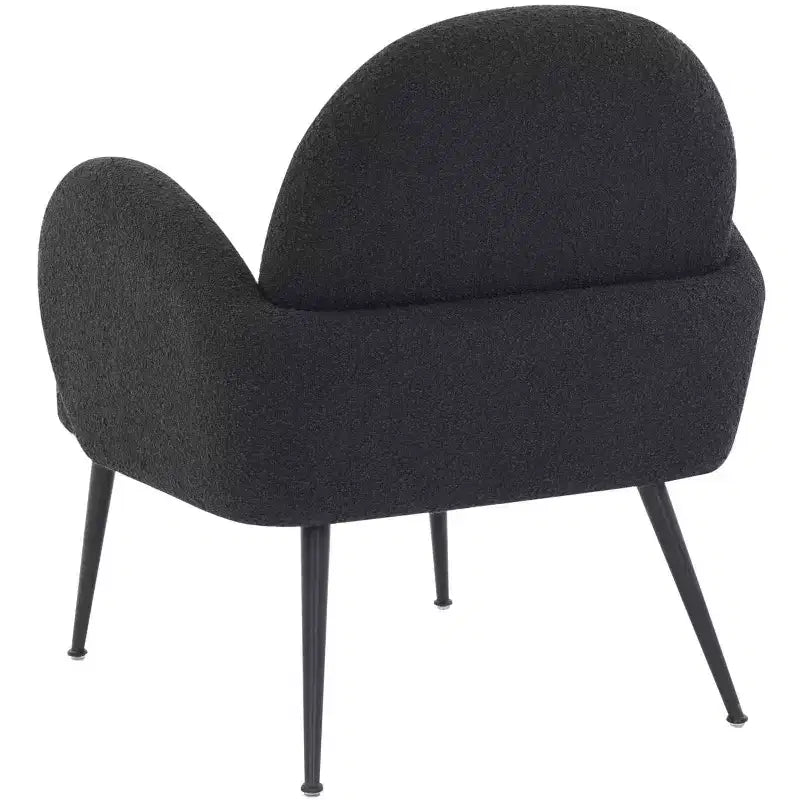 Boucle Accent Chair - Ivory/Black or Black, Wood Legs