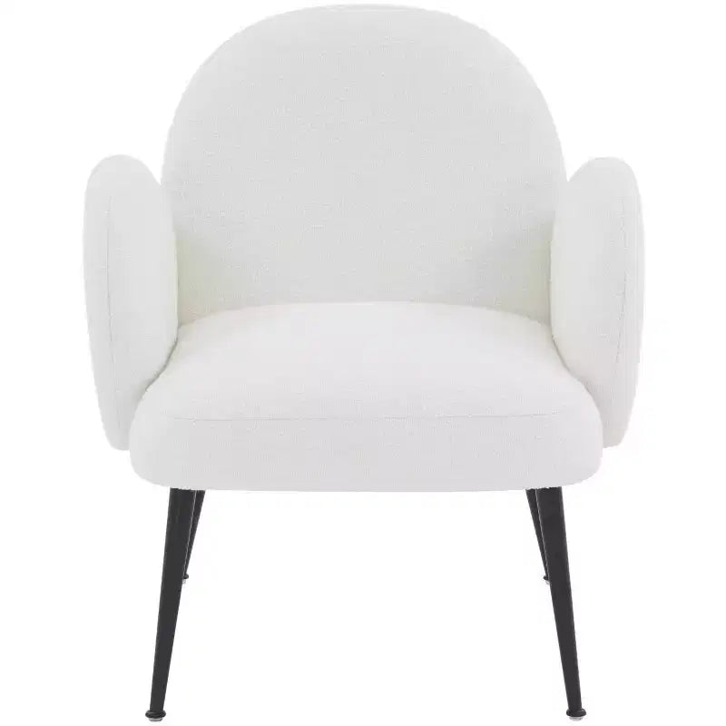 Boucle Accent Chair - Ivory/Black or Black, Wood Legs