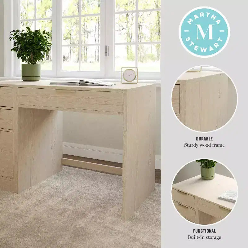 Modular Home Office Single-Drawer Desk with 3-Drawer File Cabinet