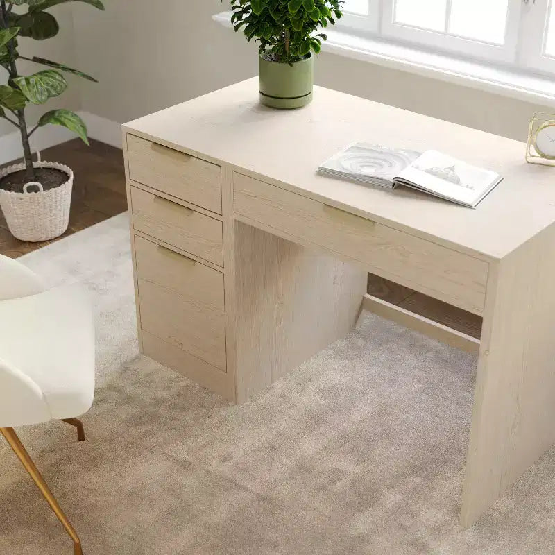 Modular Home Office Single-Drawer Desk with 3-Drawer File Cabinet