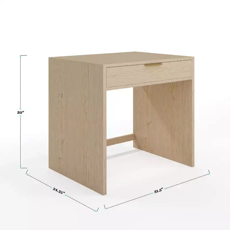 Modular Home Office Single-Drawer Desk with 3-Drawer File Cabinet