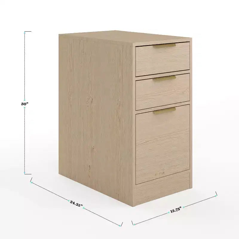 Modular Home Office Single-Drawer Desk with 3-Drawer File Cabinet