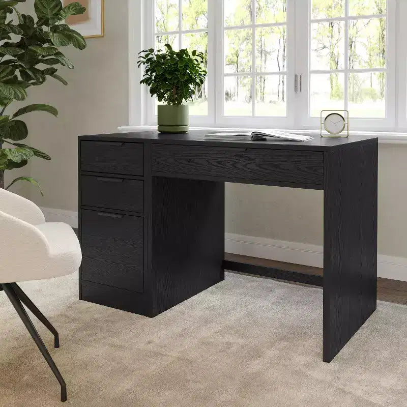 Modular Home Office Single-Drawer Desk with 3-Drawer File Cabinet