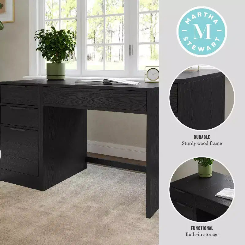 Modular Home Office Single-Drawer Desk with 3-Drawer File Cabinet