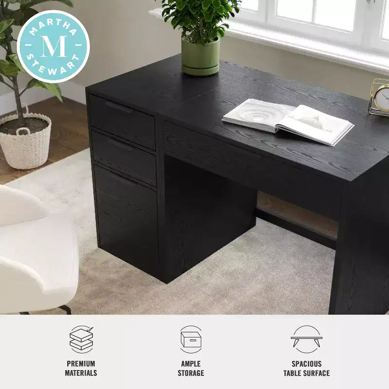 Modular Home Office Single-Drawer Desk with 3-Drawer File Cabinet