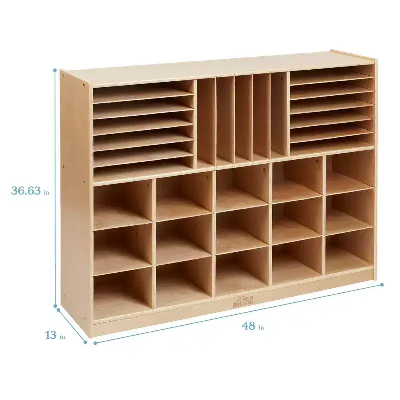 Multi-Section Mobile Tray Cabinet with Cubby Storage Compartments - Kids Furniture