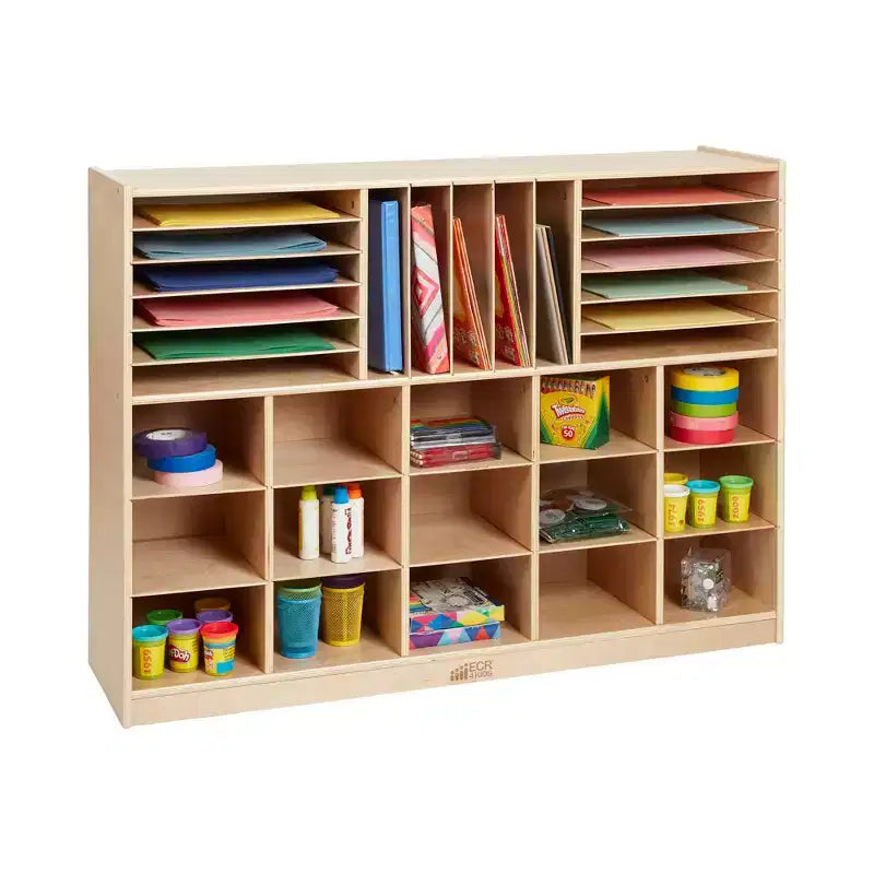 Multi-Section Mobile Tray Cabinet with Cubby Storage Compartments - Kids Furniture