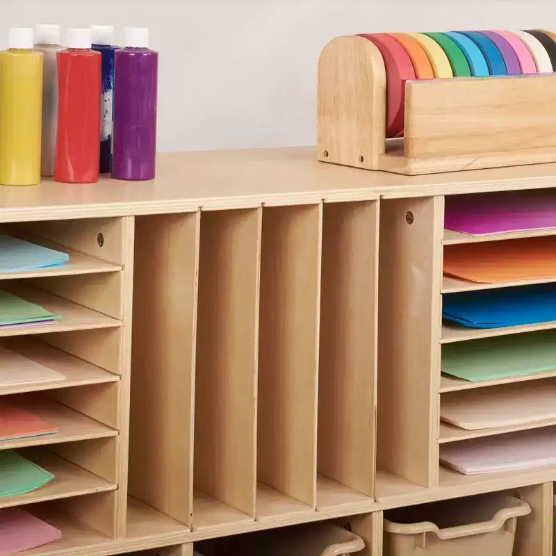 Multi-Section Mobile Tray Cabinet with Cubby Storage Compartments - Kids Furniture