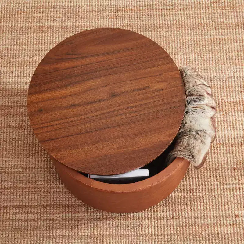 Large 22 Inch Round Coffee Table Storage Ottoman