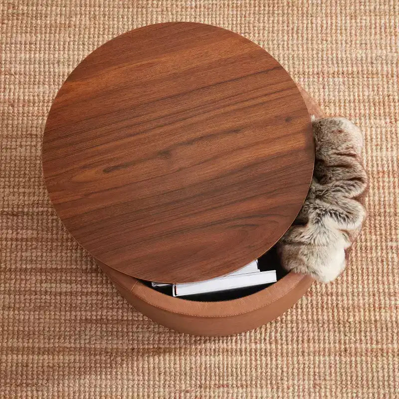 Large 22 Inch Round Coffee Table Storage Ottoman