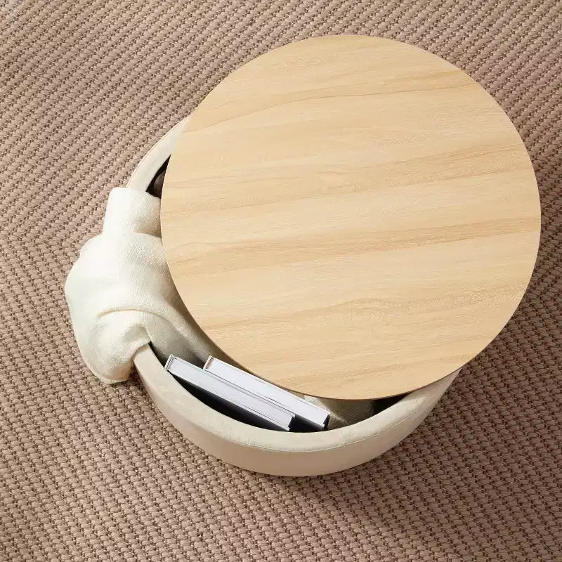 Large 22 Inch Round Coffee Table Storage Ottoman