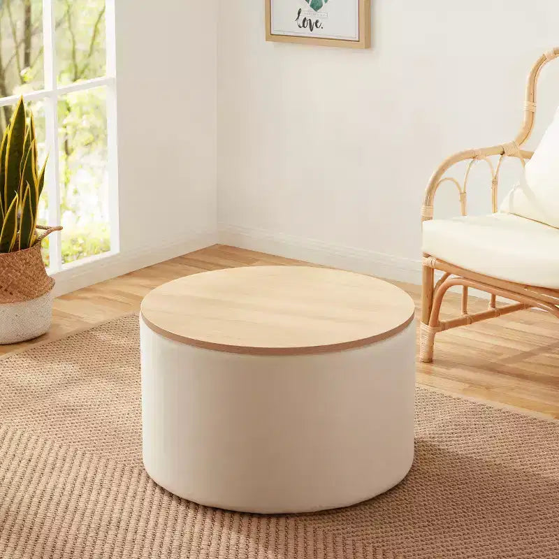 Large 22 Inch Round Coffee Table Storage Ottoman